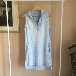 Anthropologie Pale Blue Sleeveless Collared Shift Dress
